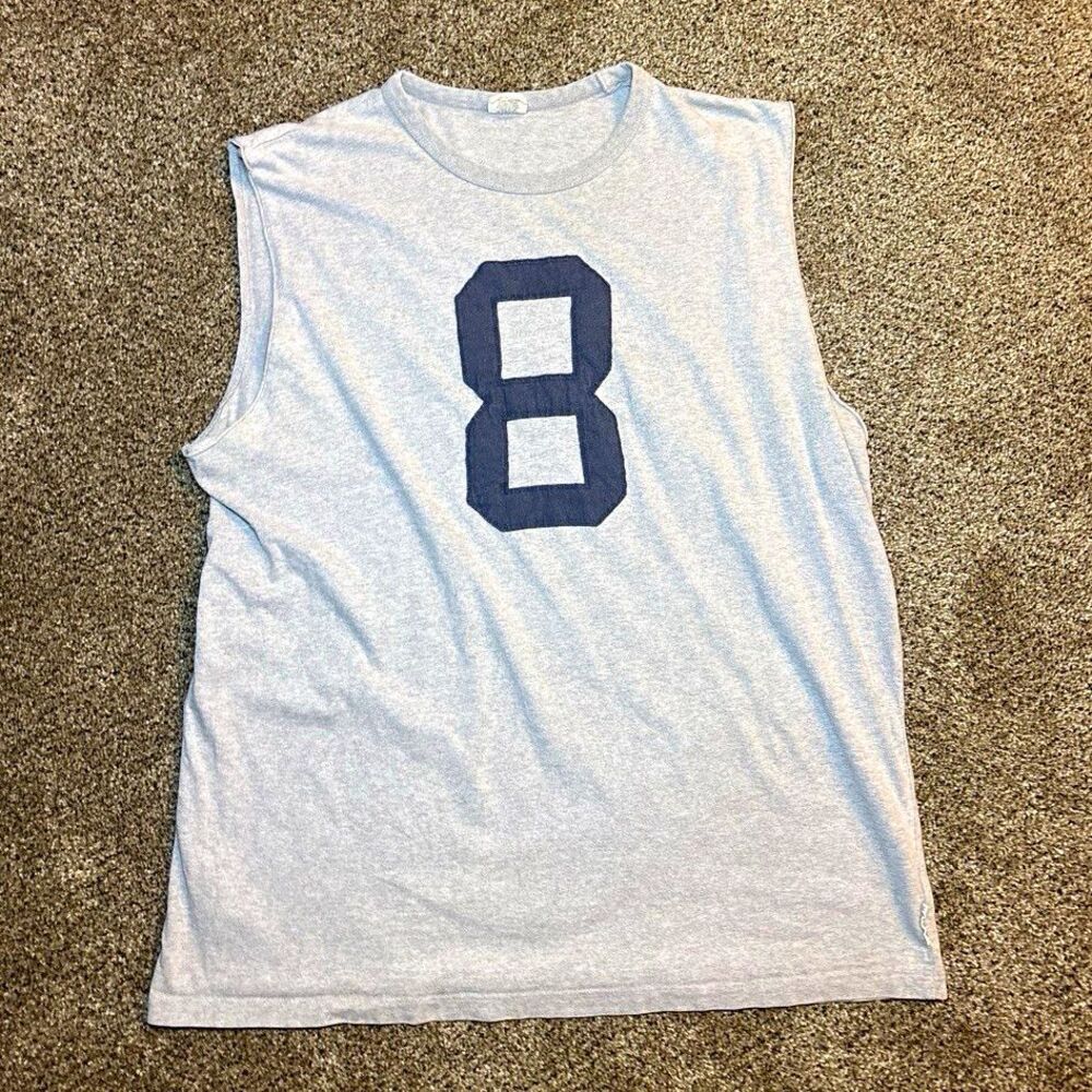 American Eagle Outfitters Mens S Gray Blue Graphic Print Crew Neck Tank T-Shirt